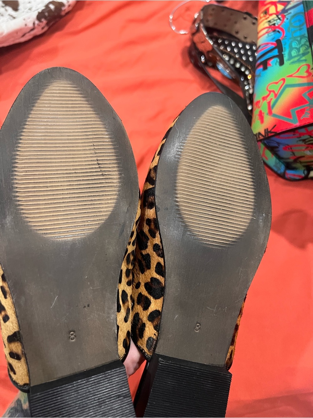 Myra Bag Leopard Print Chain-Trim Mules - Tan/Black - Picture 4 of 5